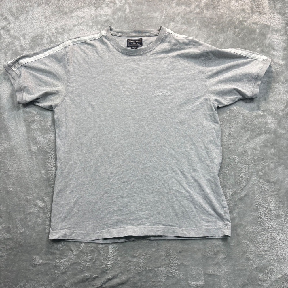 Abercrombie & Fitch T-Shirt Mens Large Gray Short Sleeve Stripe Logo Vintage
